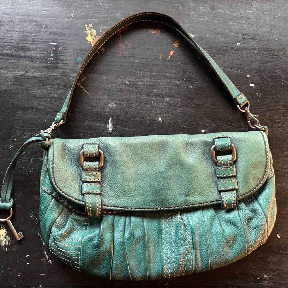 fossil turquoise teal handbag